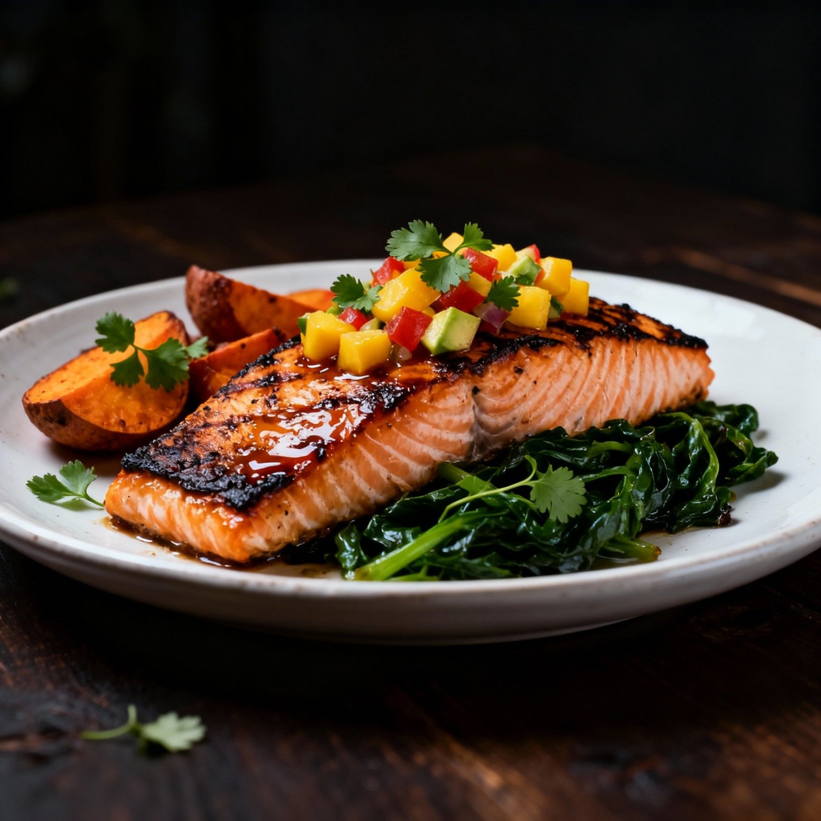Grilled Salmon and Mango salsa